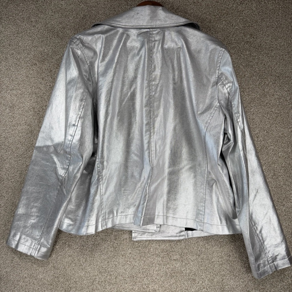 Ralph Lauren Jeans Co Womens Soirée Silver Y2k‎ Metallic Jacket VTG XL *FLAWS - Picture 11 of 12